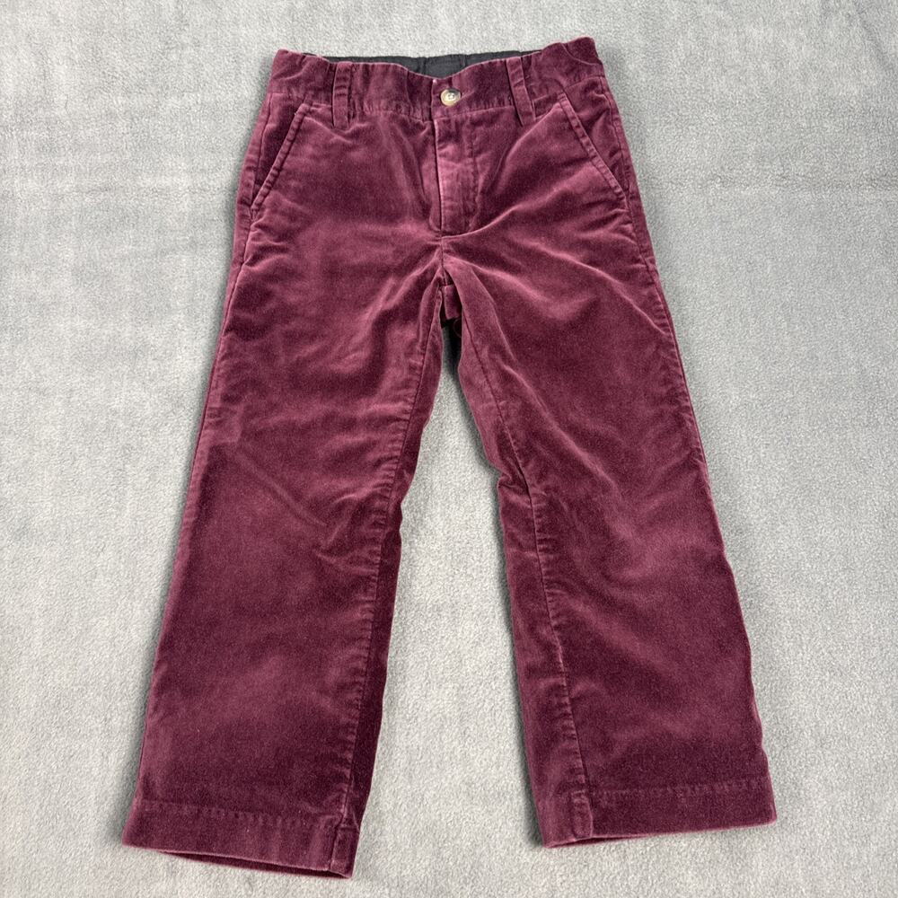 Janie and Jack Size 4 Boys Velvet Trousers Dress Pants Burgundy Wine Wedding